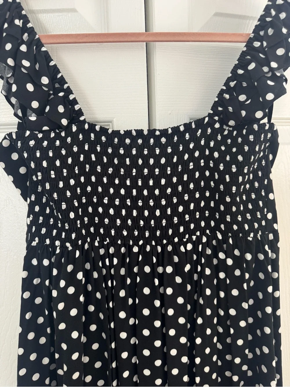 Kate Spade Black and White Polka Dot Ruffle Midi Dress
